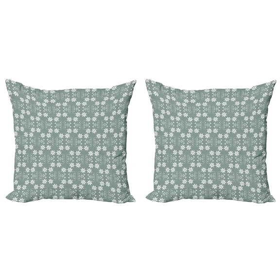 Ambesonne Garden Throw Pillow Cover 2 Pack, Baroque Style Curly Ornament, 24", Pale Sage Green White