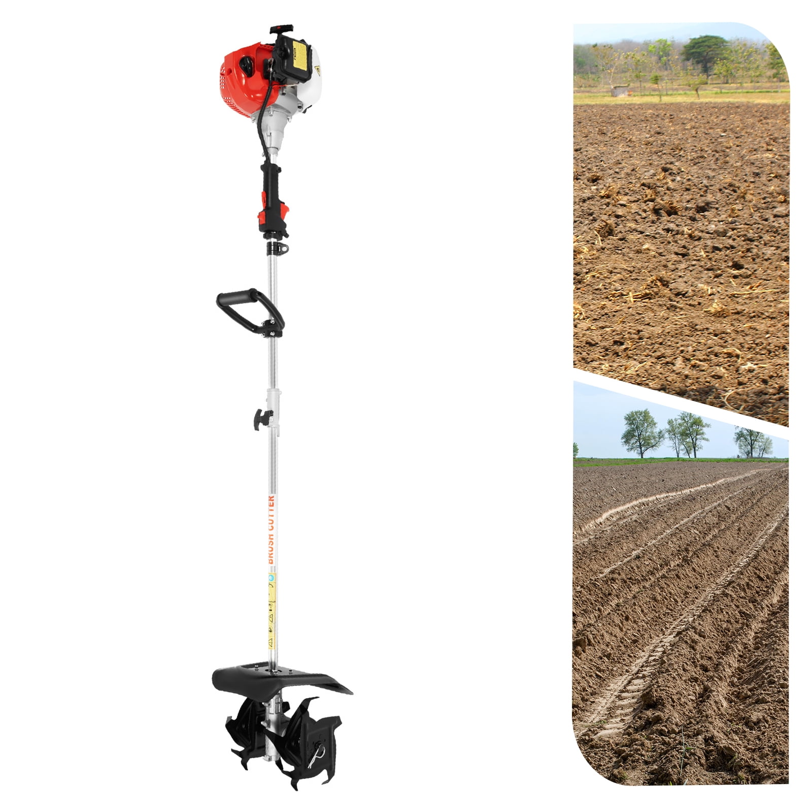 Garden Tiller Cultivator 52CC 2 Stroke Gasoline Powered Land Cultivator Yard Tiller Rototiler for Garden Lawn Digging Weed Removal Soil Cultivation