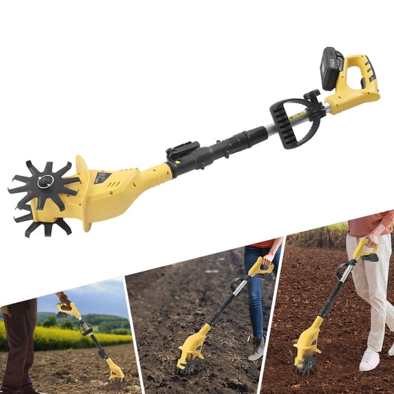 Garden Tiller Cultivator, Handheld Battery Powered Till Ripper Rototillers, Electric Cordless Yard Lawn Soil Tilling Machine