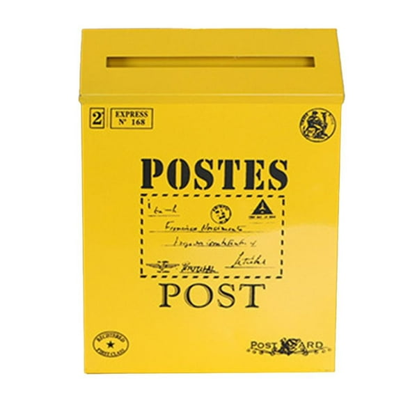 Garden Tin Mailbox Metal Wall Mount Mail Box Newspaper Holder for Home Decoration Photography Props Garden Supplies Yellow