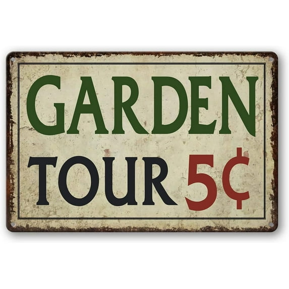 Garden Tin Sign Outdoor Gardening Metal Signs, Garden Tours 5 Cents, Retro Hummingbird Welcome Sign Decorative Flower Sign Cute Signs Vintage Secret Garden Decor Farm Signs Home Decor Wall