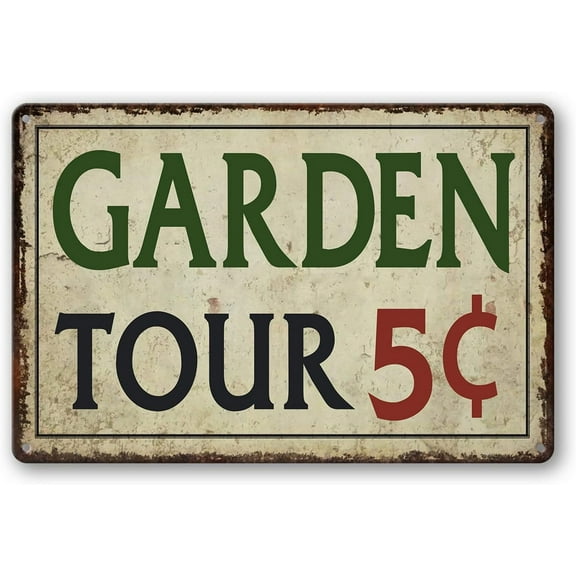 Garden Tin Sign Outdoor Gardening Metal Signs, Garden Tours 5 Cents, Retro Hummingbird Welcome Sign Decorative Flower Sign Cute Signs Vintage Secret Garden Decor Farm Signs Home Decor Wall