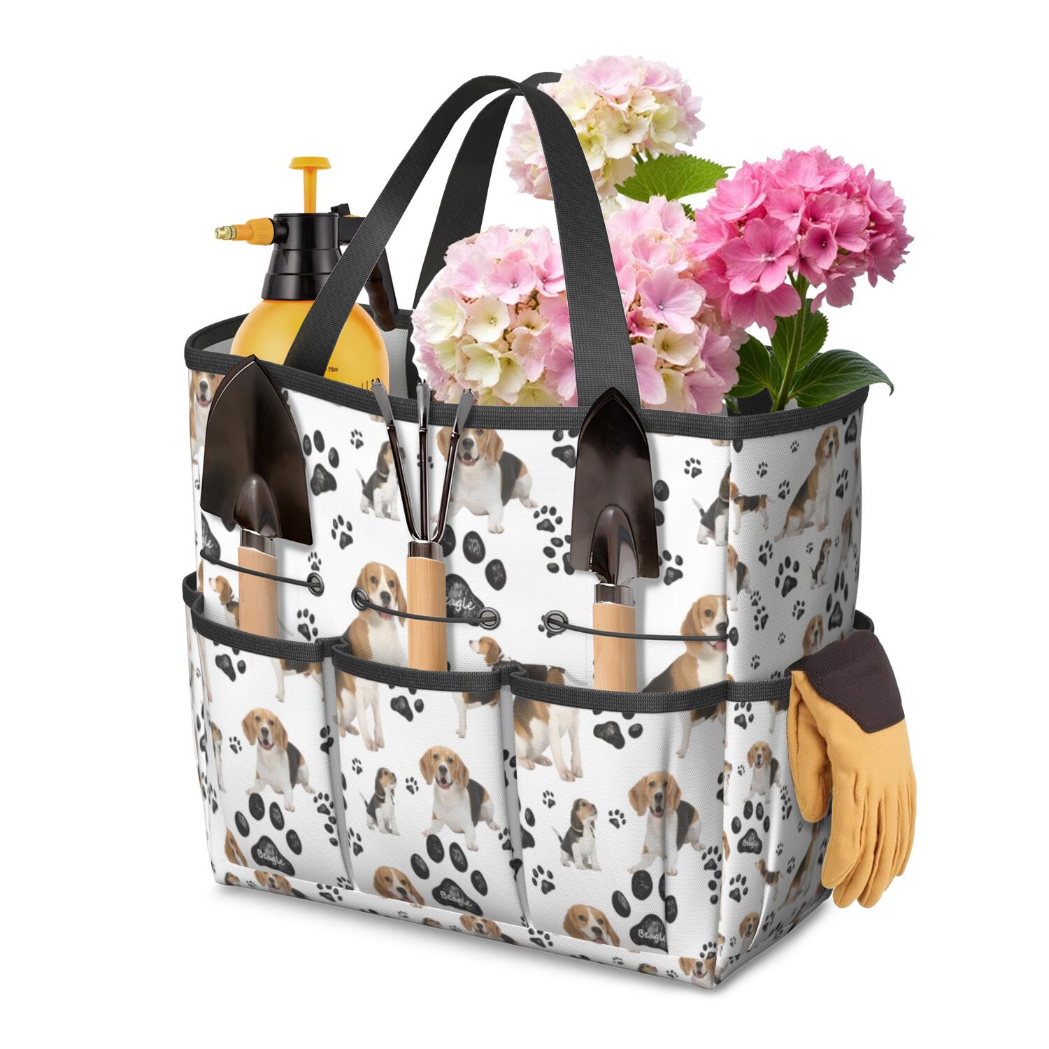 Garden Tool Bag,Beagle Dog and Footprints Garden Tool Organizer,Garden ...