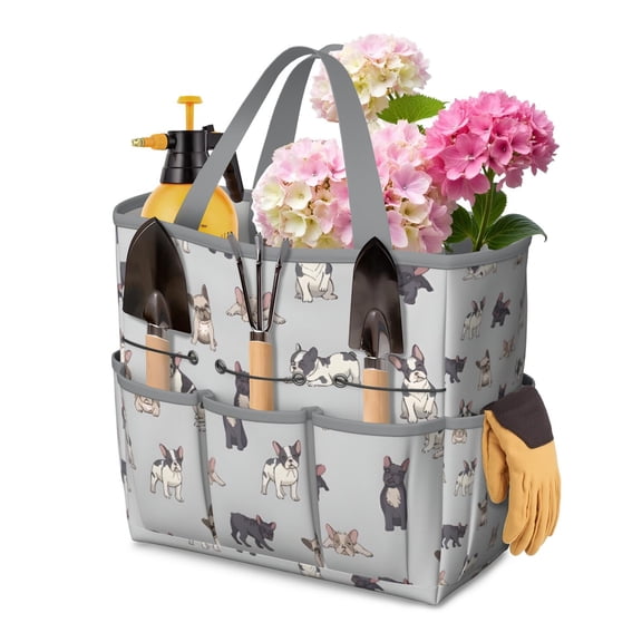 Garden Tool Bag,Boston Terrier Garden Tool Organizer,Garden Gifts,Waterproof Multi-Pocket Garden Tool Storage 11.8x5.5x11.4 Inch(Tools NOT Included)