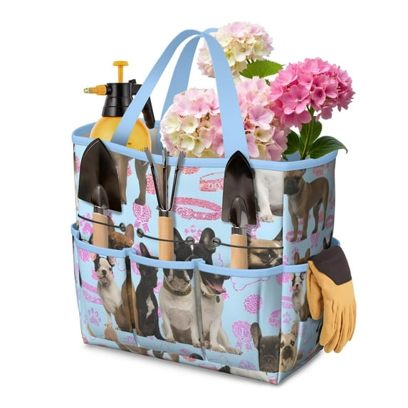 Garden Tool Bag,French Bulldogs Garden Tool Organizer,Garden Gifts,Waterproof Multi-Pocket Garden Tool Storage 11.8x5.5x11.4 Inch(Tools NOT Included)
