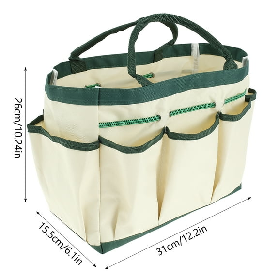 Garden Tool Bag, Garden Tote Storage Bag with 8 Pockets, Home Organizer for Indoor and Outdoor Gardening, Garden Tool Kit Holder (Tools NOT Included), 12" x 10" x 6"