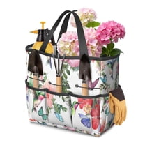 Garden Tool Bag,Pioneer Flower Floral Print Pattern Garden Tool Organizer,Garden Gifts,Waterproof Multi-Pocket Garden Tool Storage 11.8x5.5x11.4 Inch(Tools NOT Included)