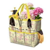 Garden Tool Bag,Pioneer Flower Floral Print Pattern Garden Tool Organizer,Garden Gifts,Waterproof Multi-Pocket Garden Tool Storage 11.8x5.5x11.4 Inch(Tools NOT Included)
