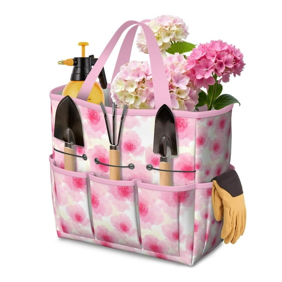 Garden Tool Bag,Pioneer Flower Floral Print Pattern Garden Tool Organizer,Garden Gifts,Waterproof Multi-Pocket Garden Tool Storage 11.8x5.5x11.4 Inch(Tools NOT Included)