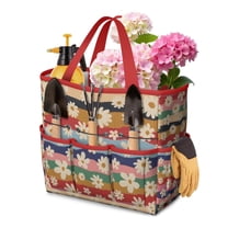 Garden Tool Bag,Pioneer Flower Floral Print Pattern Garden Tool Organizer,Garden Gifts,Waterproof Multi-Pocket Garden Tool Storage 11.8x5.5x11.4 Inch(Tools NOT Included)