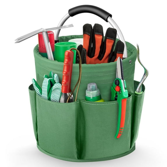 Garden Tool Bag, TSV Foldable Garden Tote Storage Bag with 6 Pockets, Heavy Duty Standable Garden Tool Kit Holder