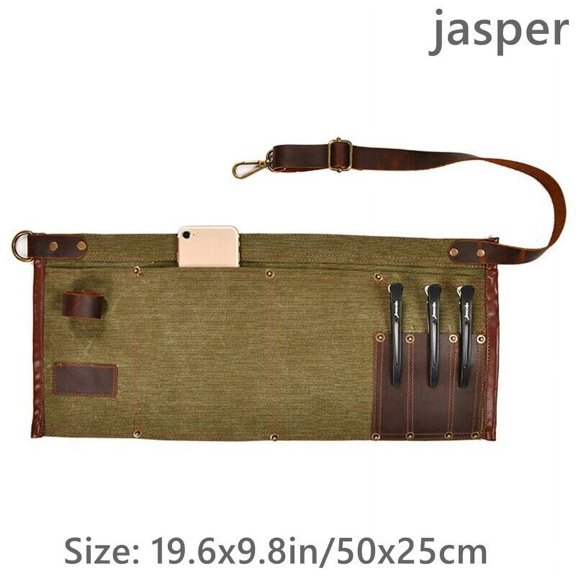 Garden Tool Belt Gardening Apron Multi Pocket Half Short Apron Genuine Leather Waist Belt Woodworker Electrician Tool Bag (Jasper)