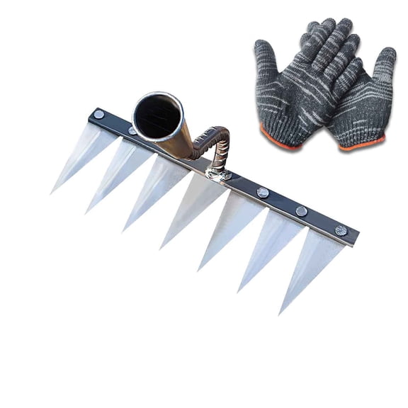 Garden Tool Heavy-Duty Hand Rake with Metal Tines, Black Rubber Grip, Soil Leveling, Clod Breaking Compost Turning, Plantsing Bed Preparation