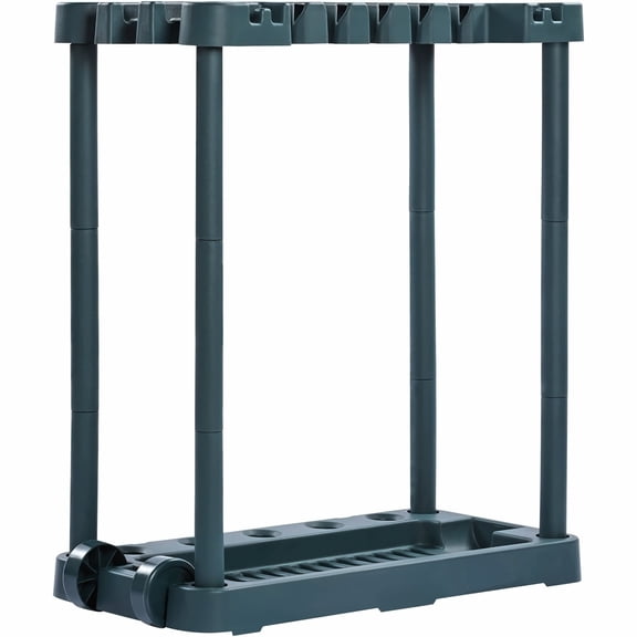 Garden Tool Organizer 10-Slot Rack - Garage Storage for Long Handled Tools, Rakes, Brooms, Shovels - Yard Tool Holder Stand for Shed & Outdoor Use -