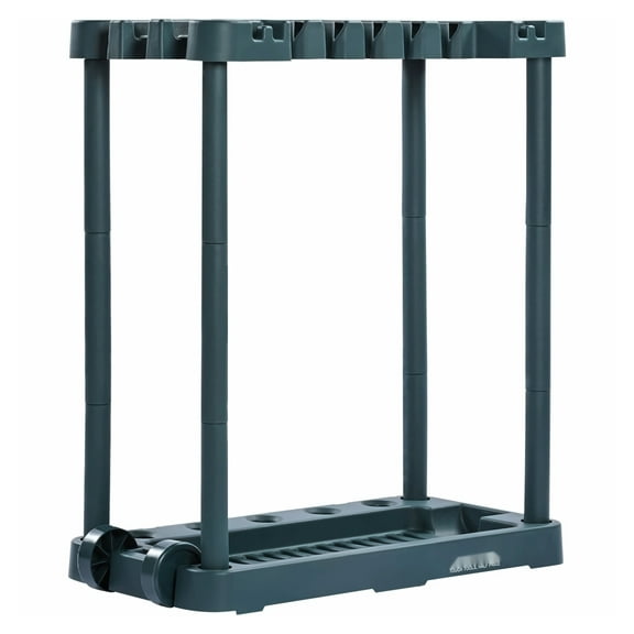 Garden Tool Organizer 10 Slot Rack - Garage Tool Storage for Long Handled Tools, Rake, Broom, Shovel - Yard Shed Organizer, PP Tool Holder