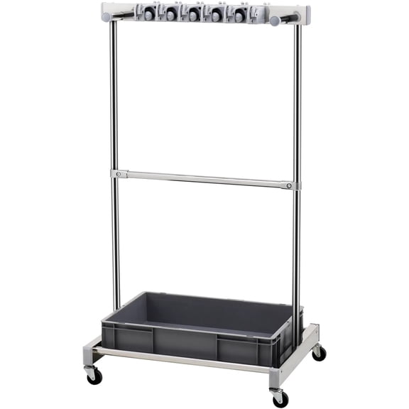 Garden Tool Organizer, 10 Slots with Hooks, Yard Tool Tower Rack with Wheels for Garage Organization and Storage, Hold Long-Handled Tool/Rake/Broom, Metal Tool Stand Holder for Shed, Outdoor
