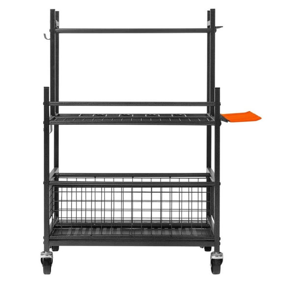 Garden Tool Organizer 16 Slot Rack with Wheels - Metal Tool Holder for Garage Shed - Long Handled Tool Storage - Yard Tool Tower -