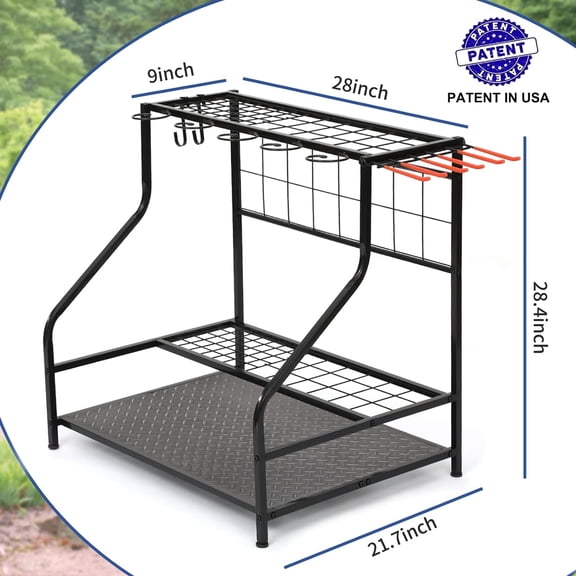 Garden Tool Organizer for Garage, Garden Tool Rack, Up to 58 Long Handled Tools, Yard Tool Holder for Garage, Shed, Outdoor, Tool Stand, Black (Garden Tool Rack)