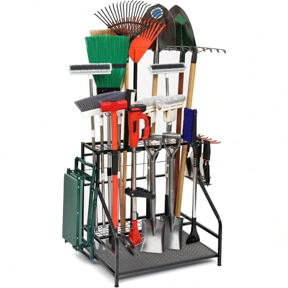 Garden Tool Organizer For Garage Garden Tool Rack Up To 58 Long Handled Tools Yard Tool Holder For Garage Shed Outdoor Tool Stand Black Garden Tool Rack
