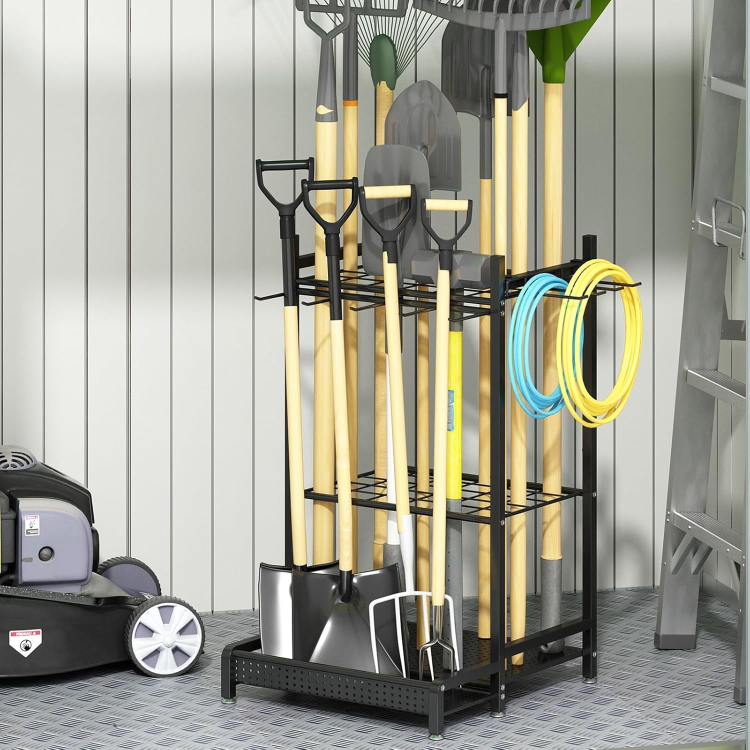 Garden Tool Organizer for Garage, Utility Storage Racks with Hooks