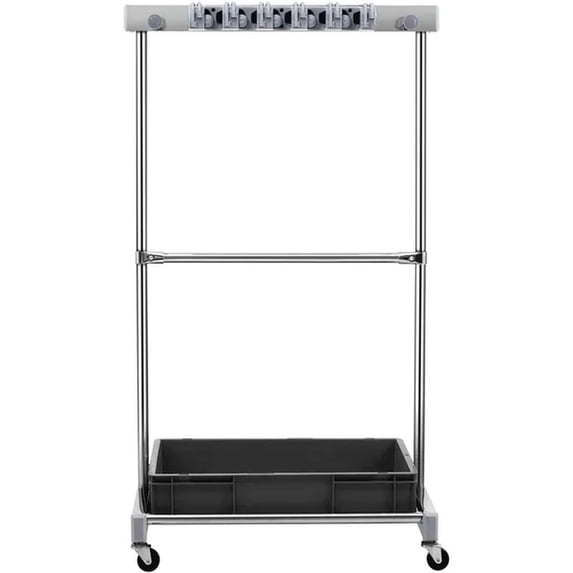 Garden Tool Organizer, Slots with Hooks, Yard Tool Tower Rack with Wheels for Garage Organization and Storage, Hold Long-Handled Tool, Metal Tool Stand Holder