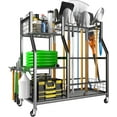 thumbnail image 1 of Garden Tool Organizer Stand, Garage Tool Storage Organization, Yard Tool Racks with lockable wheels, Fit for Long-Handled Tools/Rakes/Brooms, 1 of 7