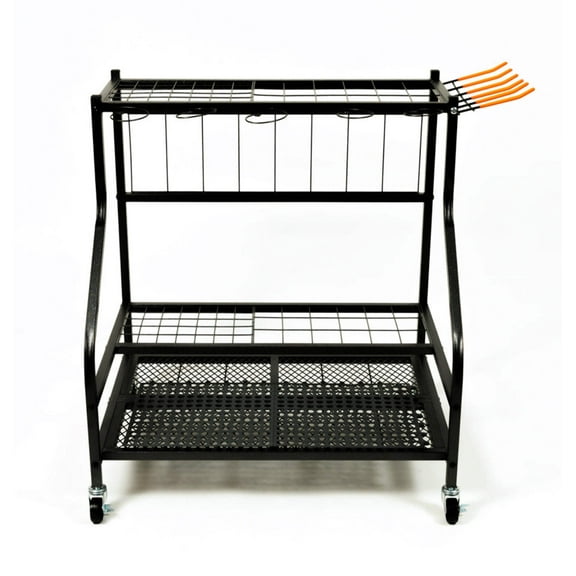 Garden Tool Organizer Stand for up to 55 Long-Handled Tools, Black Powder Coated for Sheds, Garages, and Utility Rooms (GTSU55BLK-BX1)
