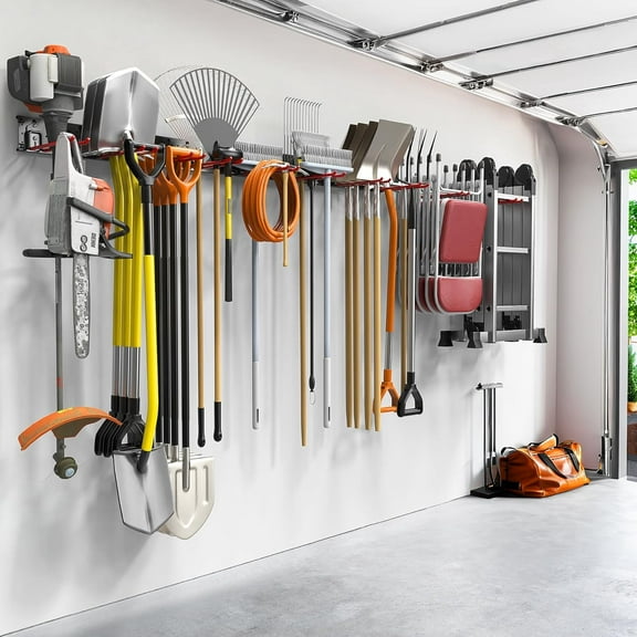 Garden Tool Organizer Wall Mount, Garage Folding Chair Storage Rack