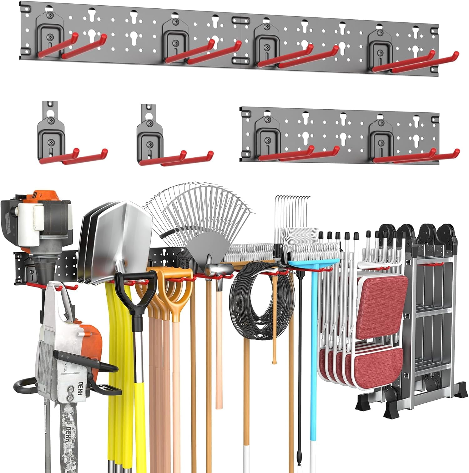 Garden Tool Organizer Wall Mounted, Garage Folding Chair Storage Rack ...