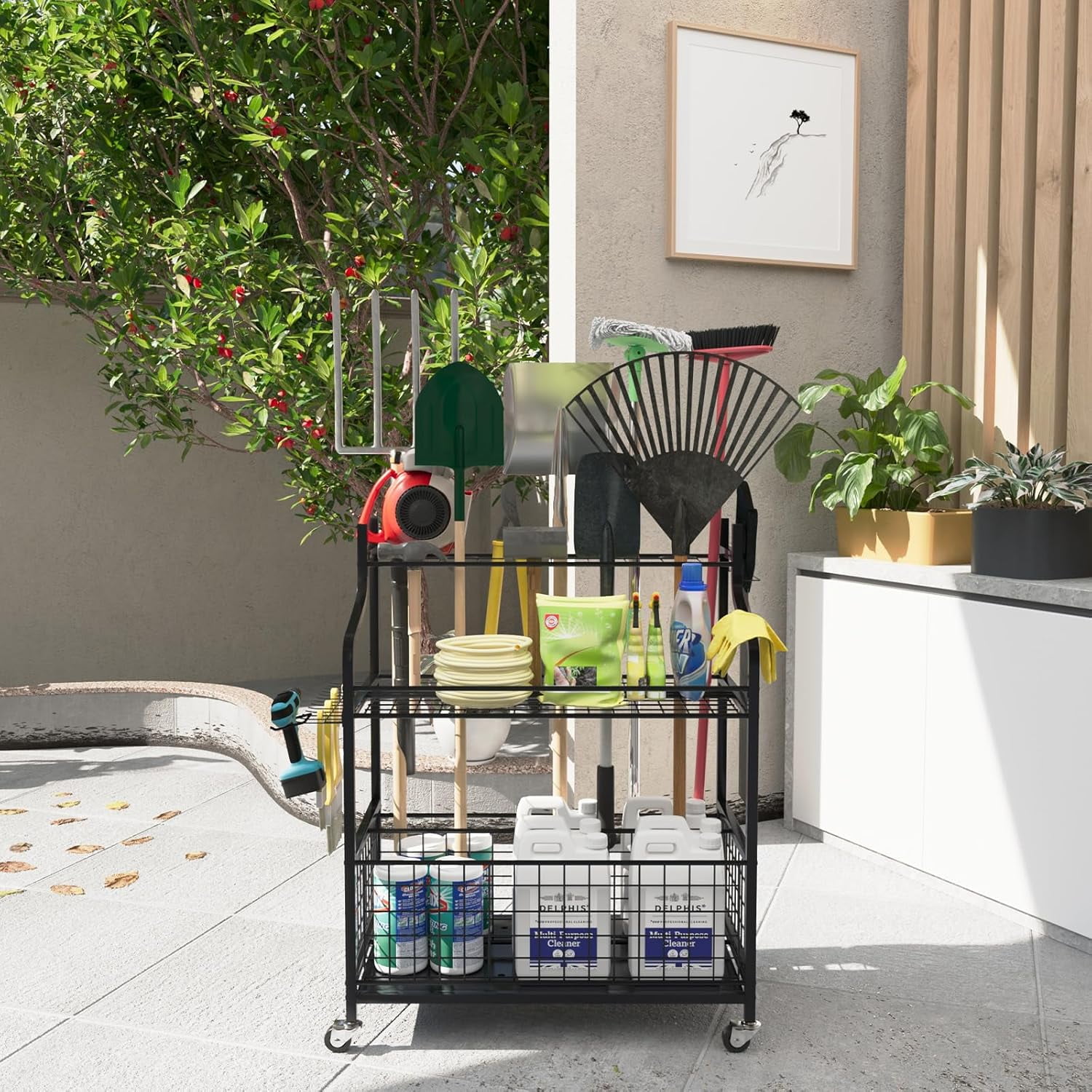 Garden Tool Organizer Yard Tool Storage Rack,Garden Organizer,Steel