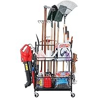 Garden Tool Organizer, Yard Tool Organizer, Yard Tool Tower Rack Metal Yard Tools Storage,Steel Garden Tool Stand Heavy Duty Garden Tool Organizer for Garage, Partitioned Tool Organizer and Storage