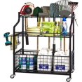 thumbnail image 1 of Garden Tool Organizer Yard Tool Storage Rack With Wheels,Garden Organizer,Steel Yard Tool Racks To Store Long Rakes,Brooms,Garage Tool Stand Holder For Garden,Shed,Outdoor,Black, 1 of 9