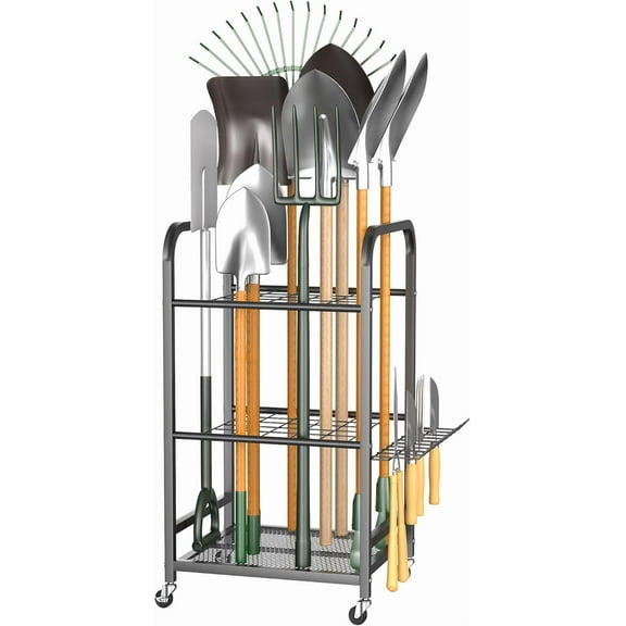 Garden Tool Organizer and Storage, Yard Tool Stand Garage Tool Organization, Yard Tool Racks for Indoor/Outdoor Use