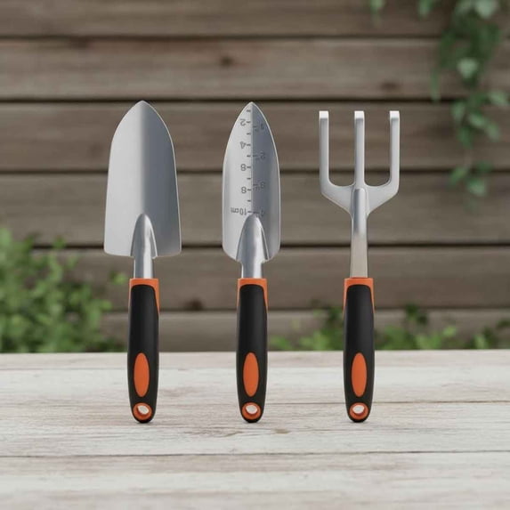 Garden Tool Set, 3 Pack Aluminum Heavy Gardening Kit Including Hand Shovel, Transplant Shovel and Hand Rake