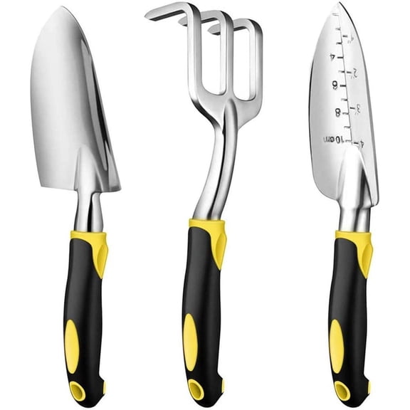 Garden Tool Set - 3 Piece Aluminum Heavy Duty Gardening Hand Tools - Including Garden Trowel - Hand Shovel - Tilling Hand Rake - Gardening Gifts for Women Men and Kids