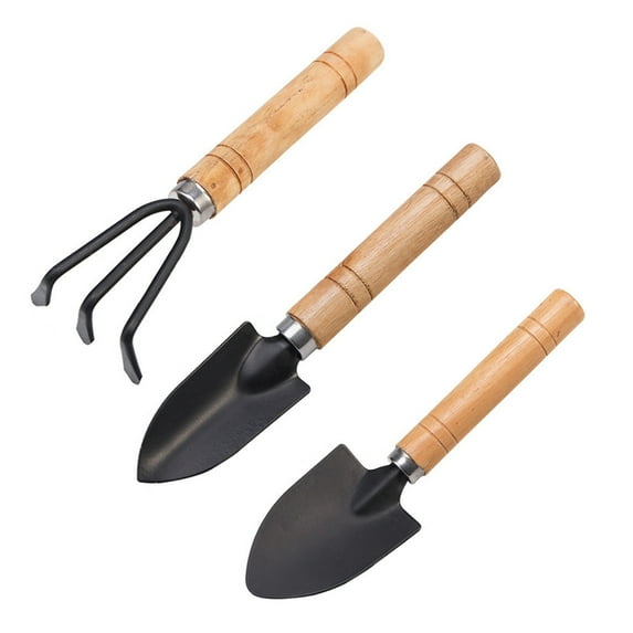 NeveLance Garden Tool Set, 3 Piece Cast-Aluminum Heavy Duty Gardening Kit Includes Hand Trowel, Transplant Trowel and Cultivator Hand Rake ,with Handle,1.23cp