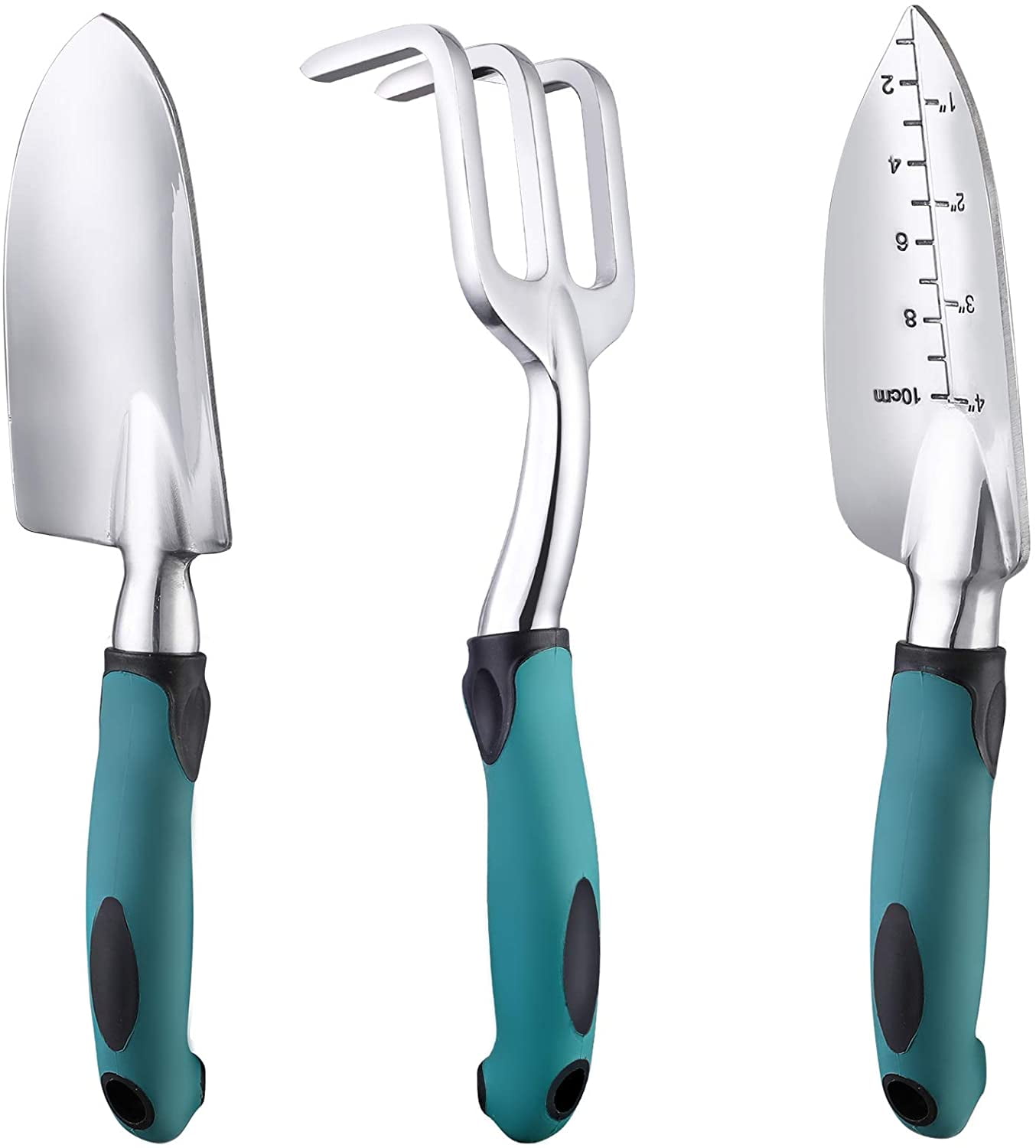 Garden Tool Set, 3-piece Heavy-duty Gardening Tool Cast Aluminum with Soft Rubber Non-slip Handle, Durable Garden Hand Tools