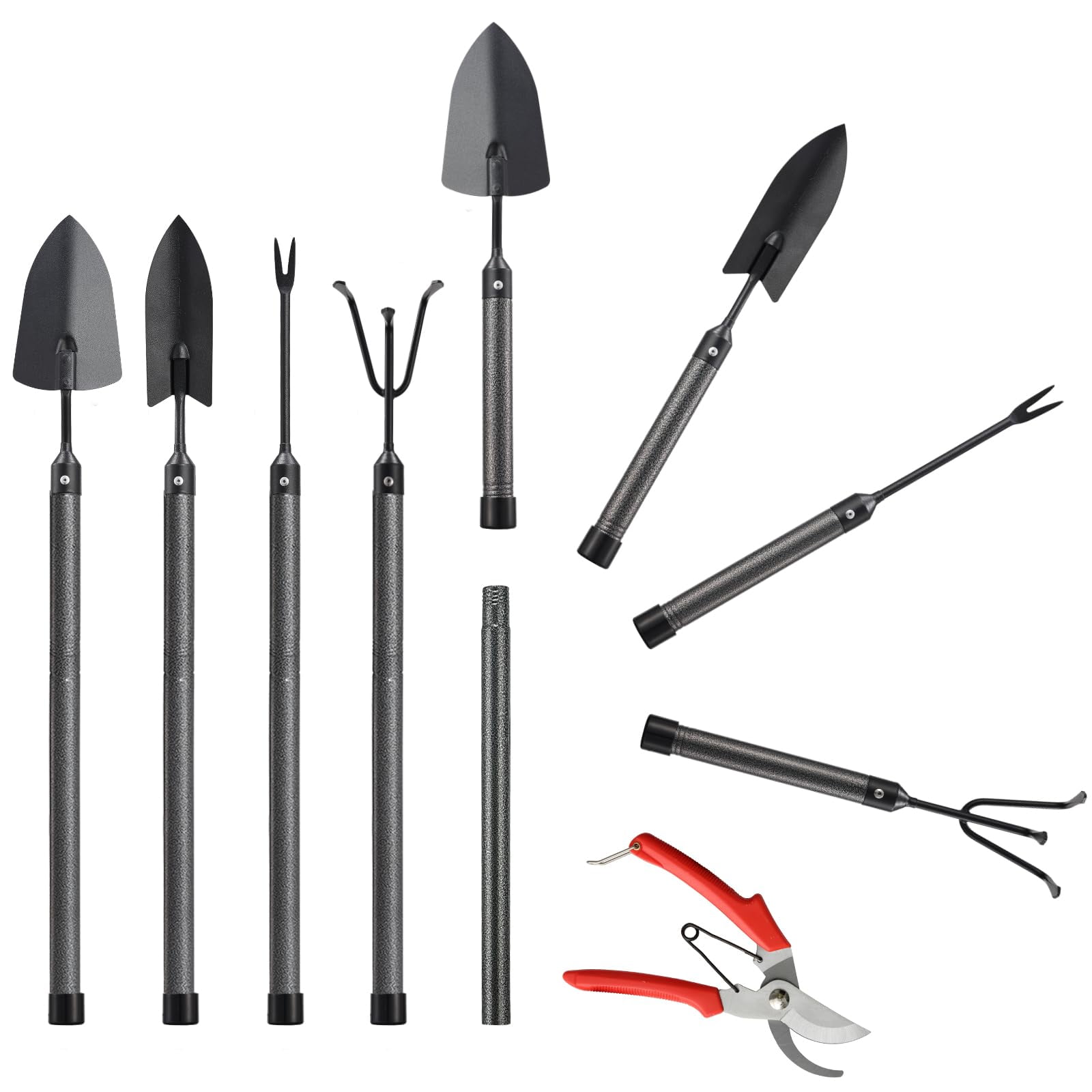 Garden Tool Set, 5Pcs Garden Tools with Extensions, Heavy Duty ...