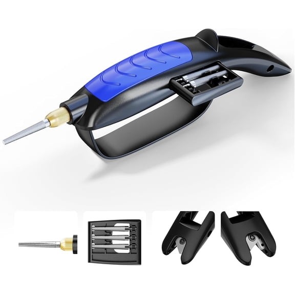 Garden Tool Sharpener - All-in-1 knife sharpener for Axe,Scissors,Lawn Mower Blade,Hedge Shears,Pruners (Blue)