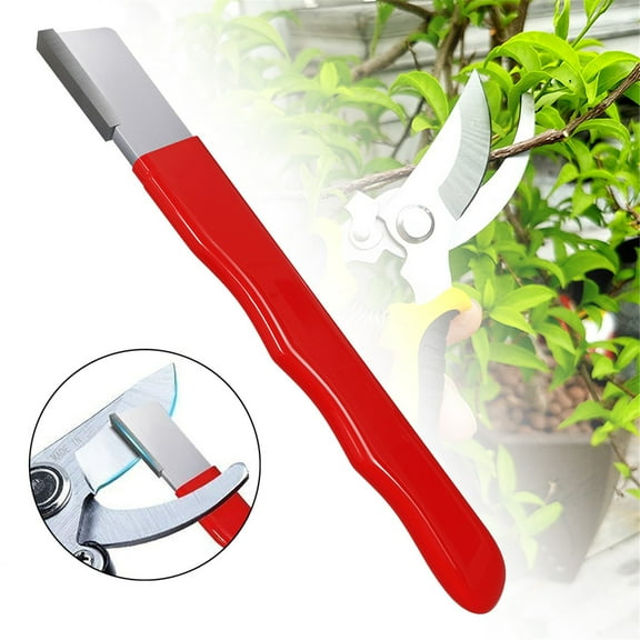 Garden Tool Sharpener for Axe, clipper blade sharpener, Shear Scissor Sharpener, pruner sharpener, Versatile Sharpener, Sharpener with Non-Slip Rubber Handles, Portable Cutter for Home Garden, Red