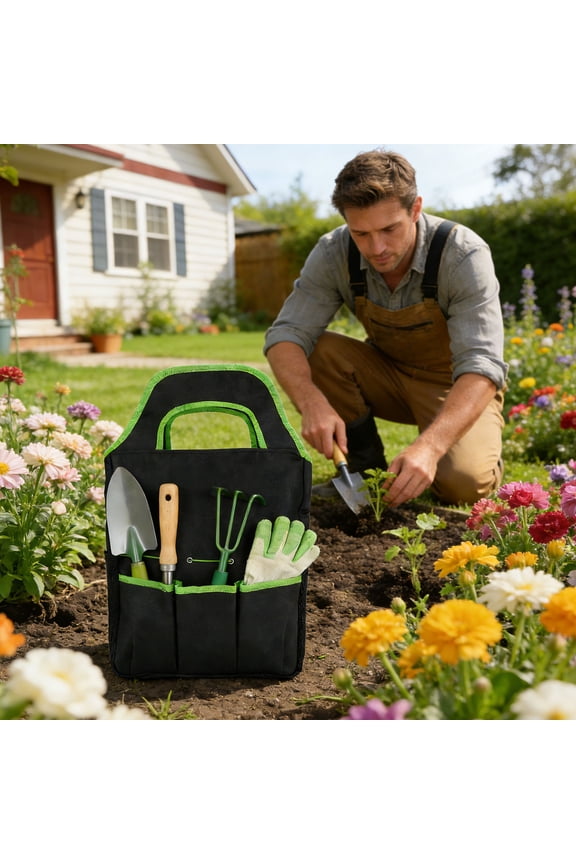 Garden Tool Storage Bag Gardening Hand Tools Gardening Tote Bag with Pockets and Handle Gardening Hand Tools with Floral Tote Bag Gardening Kit Gifts for Women Mom