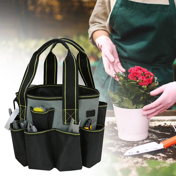 Garden Tool Storage Bag, Pouch Organization, Waterproof, Compact Double Handle Heavy Duty Gardening Tote with Pockets Tool Organizer plain stitching