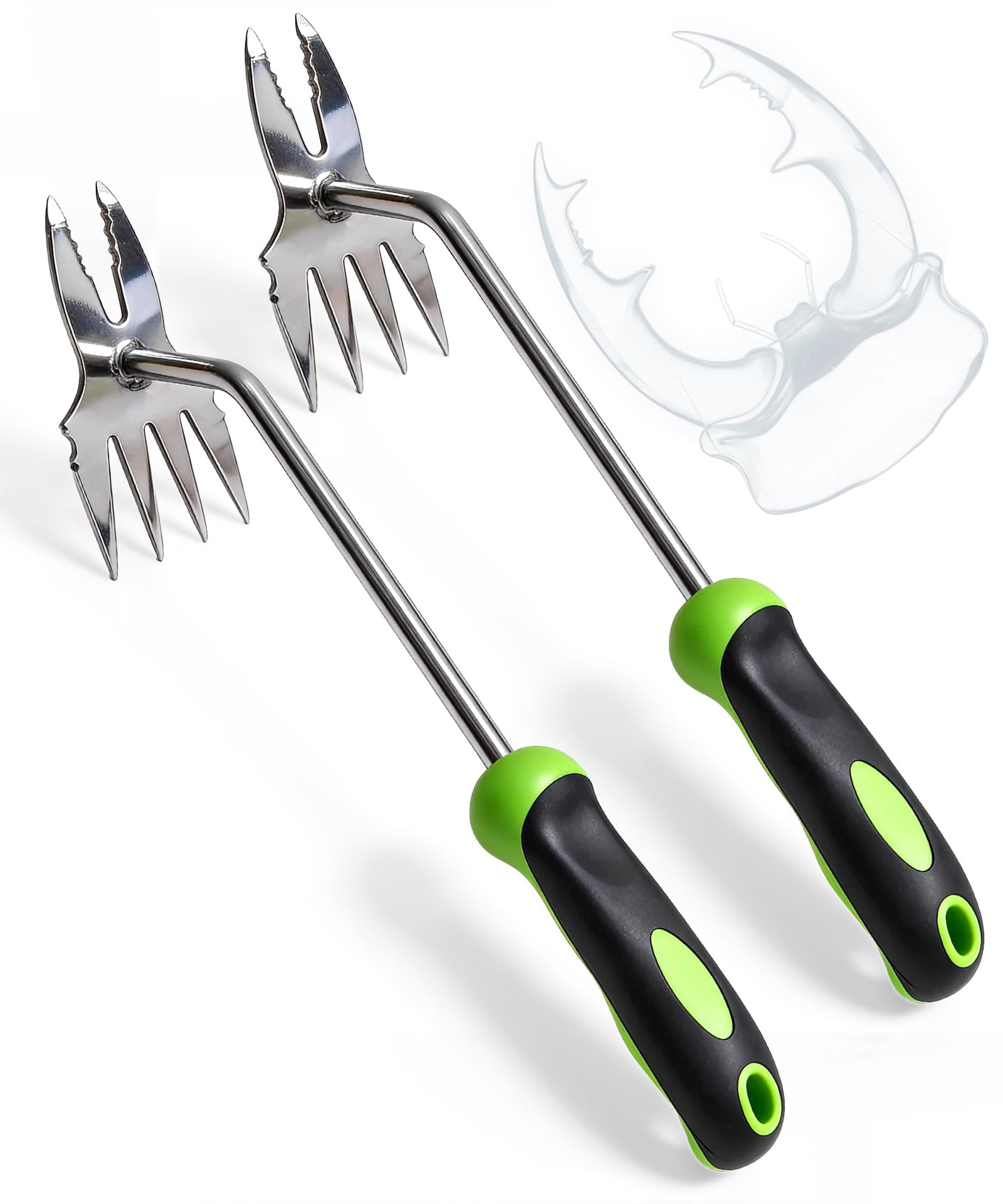 Garden Tools  2-in-1 Hand Weeder Puller Heavy Duty Stainless Steel Gardening Tool For Deep Root Removal Non-slip Weed Remover Lawn Yard 2 Pack