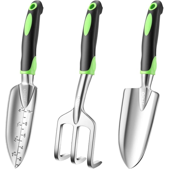 Garden Tools, 3-Piece Garden Tool Set with Non-Slip Ergonomic Handles, Lightweight Aluminum Alloy Rust-Proof Durable Gardening Hand Tools, Ideal Gardening Tools Gifts for Women and Men