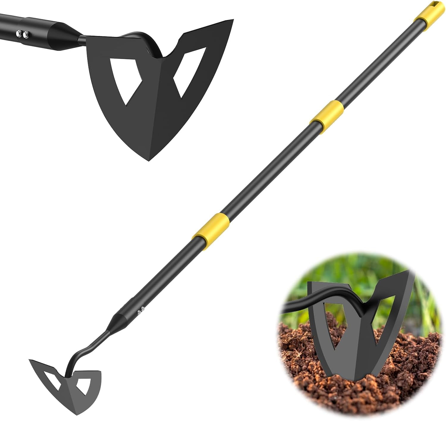 Garden Tools, 41.3 to 55.5 Inch Weeder Tool for Yard Long Handle ...