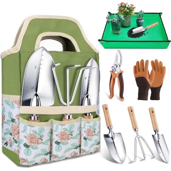 Garden Tools, 7 Piece Gardening Gift for Women, Gardening Tool Kit, Gardening Hand Tools Set, Gardening Supplies, Essentials, Garden Stuff, Thickened Stainless Steel, Rust-Proof$$Garden & Patio
