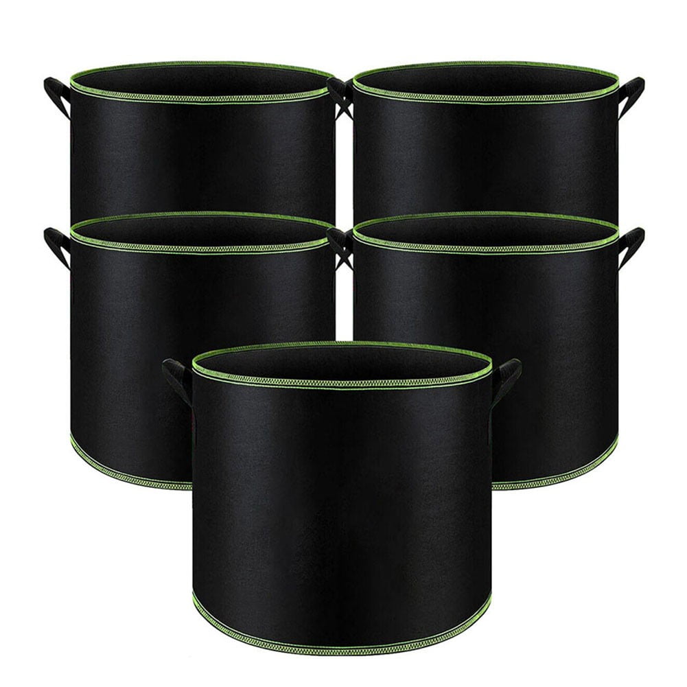 Garden Tools Fabric Grow Pots 5 Pack Fabric Grow Pots Round Aeration
