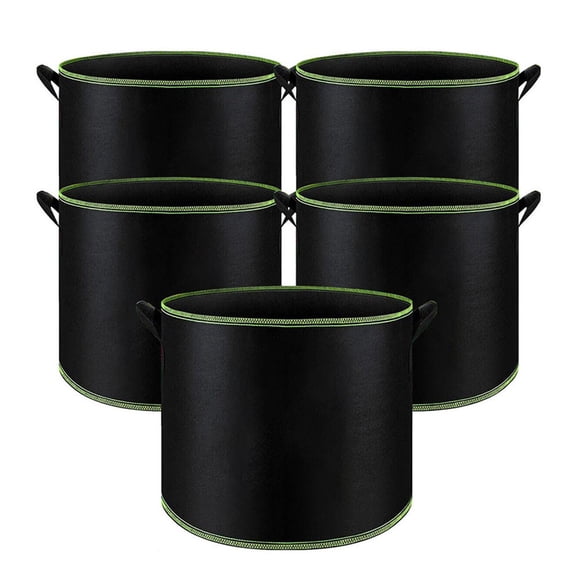 Garden Tools Fabric Grow Pots 5 Pack Fabric Grow Pots Round Aeration Plant Pots Grow Bags 3-15 Gallon Black 5 Gallon/18.9L