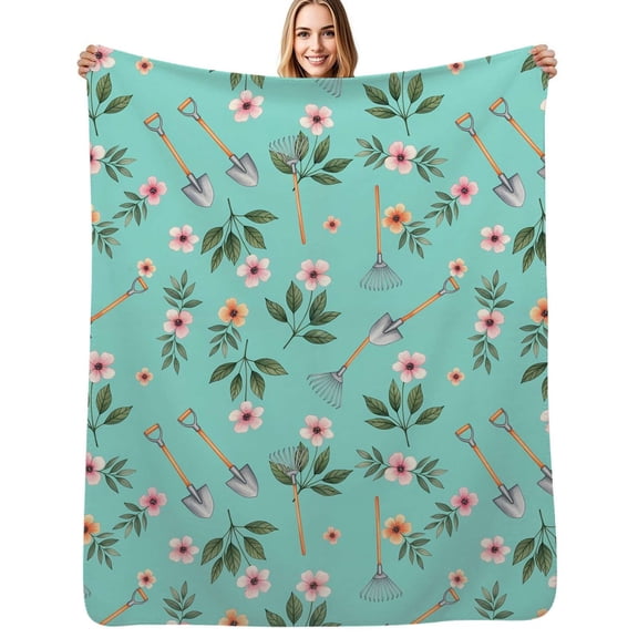 Garden Tools Floral Print Flannel Blanket Warm Soft Bedding Throws Winter Camping Chair Sofa Bed