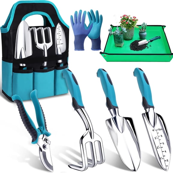 Garden Tools, Gardening Gift for Women, Men, Beginners, Gardening Hand Tools Kit, Gardening Supplies, Essentials, Garden Stuff, Rust Resistant Garden Tool Set for Weeding, Digging, Planting